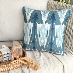 Blue Cotton Throw Cushion Cover - Thread Trace