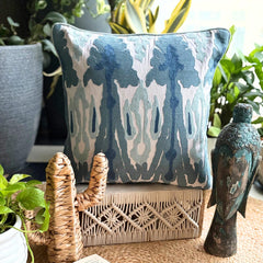 Blue Cotton Throw Cushion Cover - Thread Trace