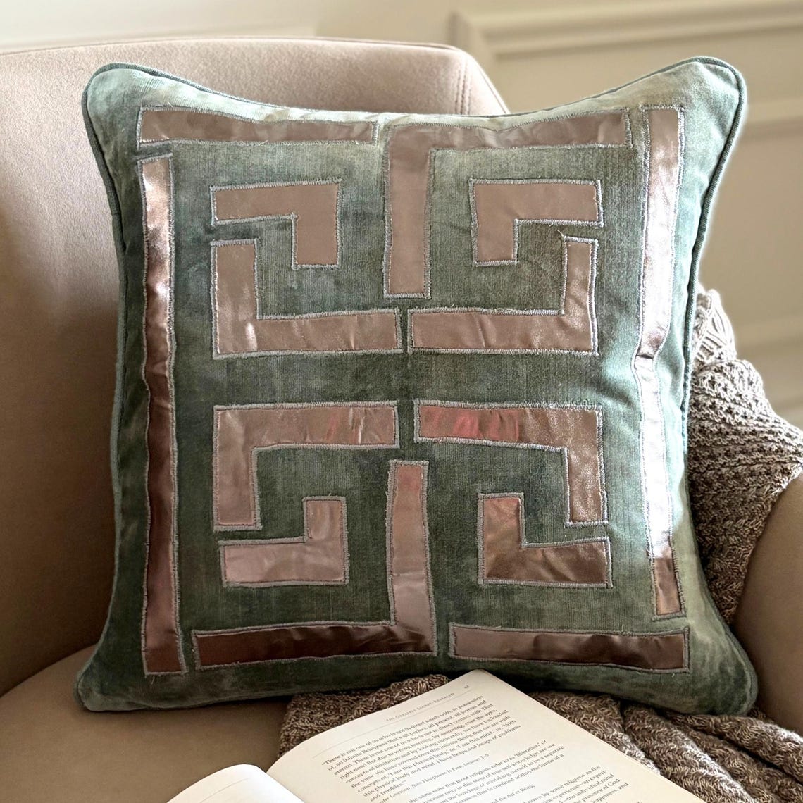 Teal Athena Blue Greek Throw Cushion Cover