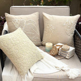 Sea Horse Pearls - Natural Beige Cotton Linen Throw Pillow Cover