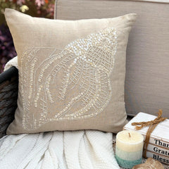 Sea Shell - Natural Beige Cotton Linen Decorative Euro Sham