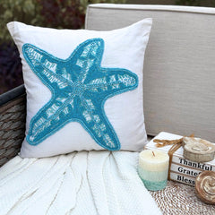 Starfish Island - White Linen Throw Cushion Cover