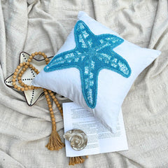 Starfish Island - White Linen Throw Cushion Cover