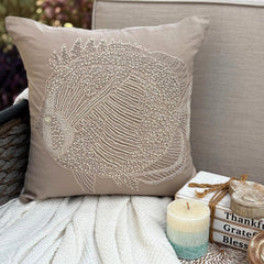 Butterfly Fish - Mocha Cotton Linen Throw Pillow Cover