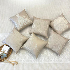 Butterfly Fish - Mocha Cotton Linen Throw Pillow Cover