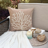 Sea Shrub - Mocha Cotton Linen Throw Pillow Cover