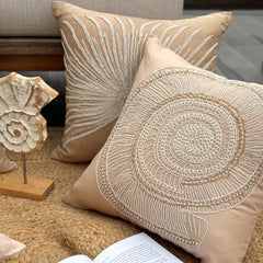 Fragrant Dream - Beige Cotton Linen Throw Pillow Cover