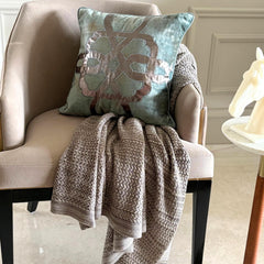 Greek Brizo - Teal Blue Velvet Throw Cushion Cover