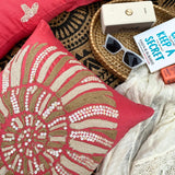 Coral Sea Shells - Coral Pink Cotton Linen Throw Pillow Cover