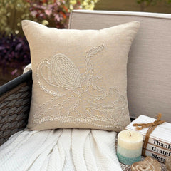 Octopus - Natural Beige Cotton Linen Decorative Euro Sham