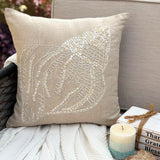 Sea Shell - Natural Beige Cotton Linen Throw Pillow Cover