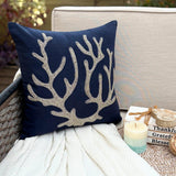 Sea Weed At The Shore - Navy Blue Cotton Linen Throw Pillow Cover