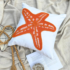 Starfish Makeover - White Cotton Linen Throw Cushion Cover