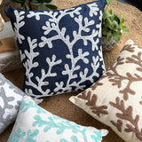 Navy Corals - Navy Blue Art Silk Throw Pillow Cover