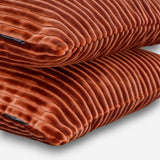 Rust Velvet Throw Cushion Cover - Rust Lines