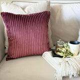 Wine Velvet Throw Cushion Cover - Wine Lines