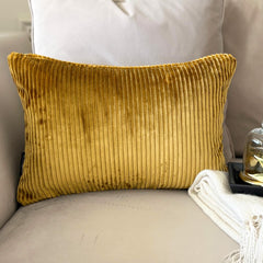 Gold Ribbed Lumbar Cushion Cover