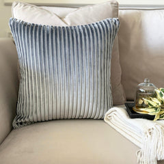 Gray Velvet Throw Cushion Cover - Gray Lines