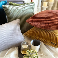Sage Velvet Throw Cushion Cover - Sage Lines