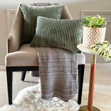 Sage Velvet Throw Cushion Cover - Sage Lines