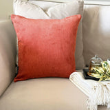 Rust Velvet Lumbar Cushion Cover - Rust Grooved