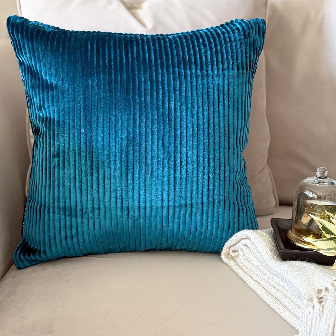 Navy Blue Lines Throw Cushion Cover