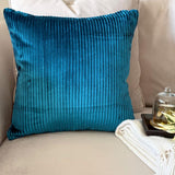 Petrol Blue Lines Throw Cushion Cover