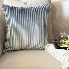 Gray Velvet Lumbar Cushion Cover - Gray Ribbed