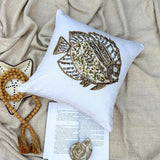 Glamour Fish - Ivory Linen Throw Cushion Cover