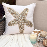 Starfish Party - Ivory Linen Throw Cushion Cover