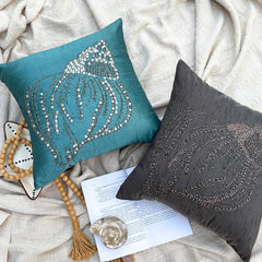 Night Sea Shell - Charcoal Gray Art Silk Decorative Euro Sham