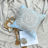 Swirl Twirl - Light Blue Cotton Linen Throw Pillow Cover