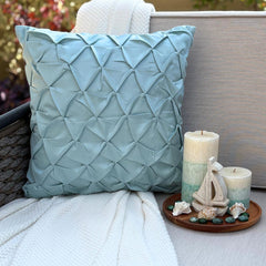 Sea Crunch - Blue Satin Throw Cushion Cover