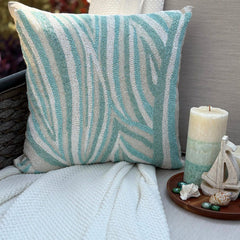 Arctic Layer Blue Beaded Throw Pillow Cover