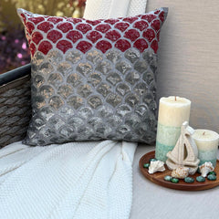 Cranberry Space - Gray Art Silk Decorative Euro Sham