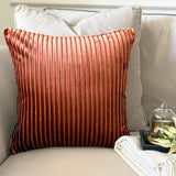 Rust Velvet Lumbar Cushion Cover - Rust Ribbed
