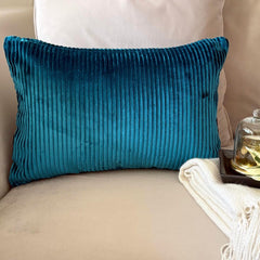 Petrol Blue Ribbed Lumbar Cushion Cover
