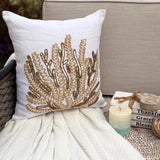 Sea Weed Flow - Ivory Linen Throw Cushion Cover