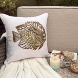 Glamour Fish - Ivory Linen Throw Cushion Cover
