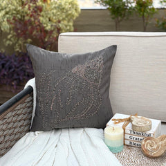 Night Sea Shell - Charcoal Gray Art Silk Decorative Euro Sham