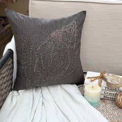 Night Sea Shell Gray Silk Decorative Euro Sham