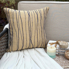 Sea King - Blue Burlap Throw Pillow Cover