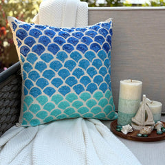 Blessed With The Sea - Blue Art Silk Throw Pillow Cover