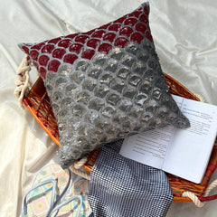 Cranberry Space - Gray Art Silk Decorative Euro Sham