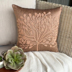 My Wish Tree - Dark Peach Art Silk Decorative Euro Sham
