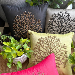 Celebrated Tree - Black Art Silk Decorative Euro Sham