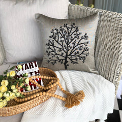 Silver Tree Of Life - Silver Art Silk Decorative Euro Sham