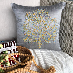 Tree Of Faith - Gray Art Silk Decorative Euro Sham