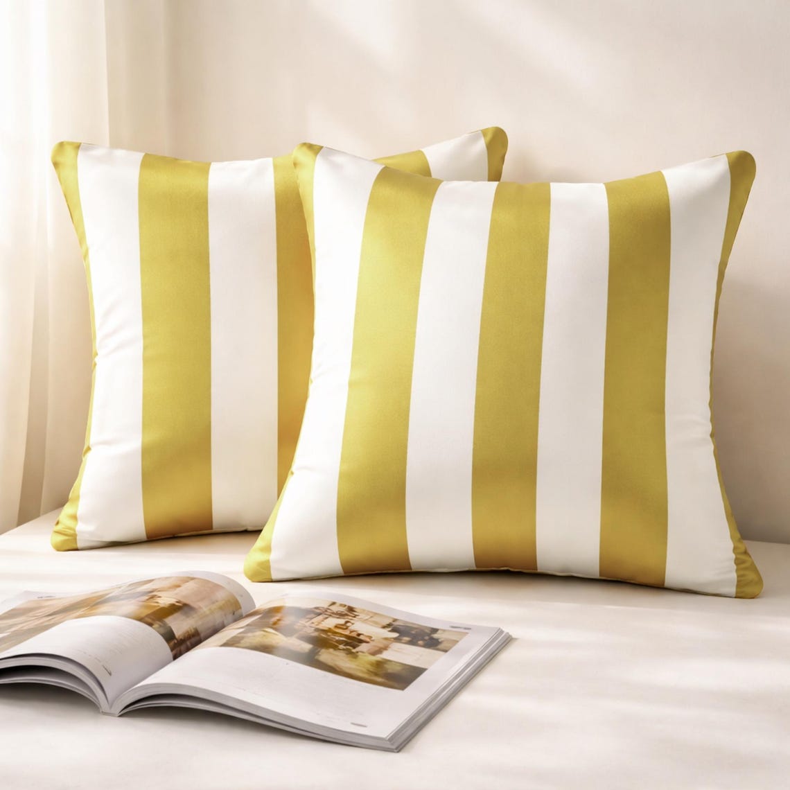 Chartreuse Vertical Throw Cushion Cover