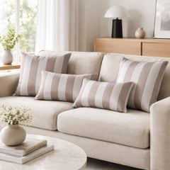 Mocha Satin Lumbar Cushion Cover Pack of 2 - Mocha Stripe Delight